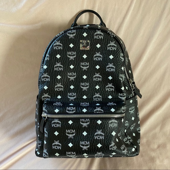 black mcm backpack large